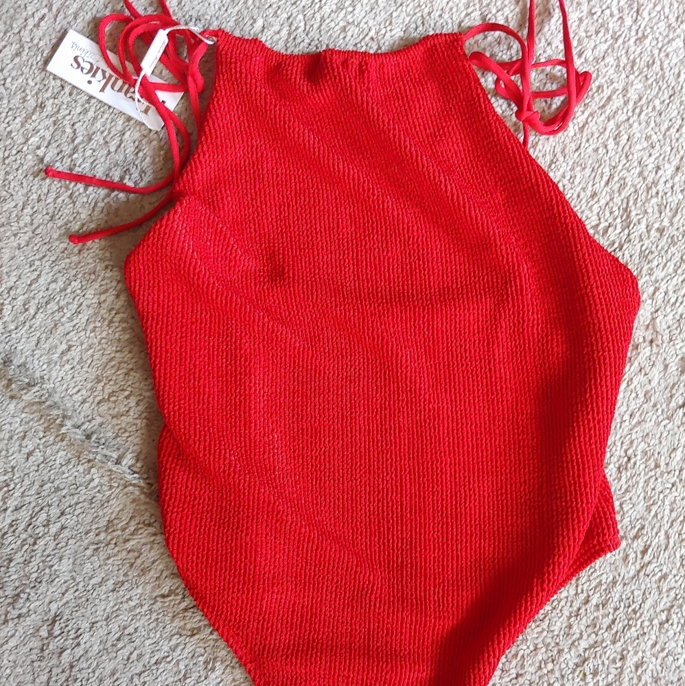 Frankies bikinis red piece with ties